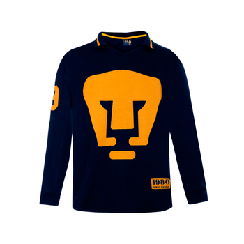 Jersey Pumas Futbol Retro 1980 Manga Larga Hombre