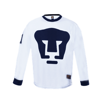 Playera Old School Sports Futbol Pumas Retro 1977 Manga Larga Blanco Hombre