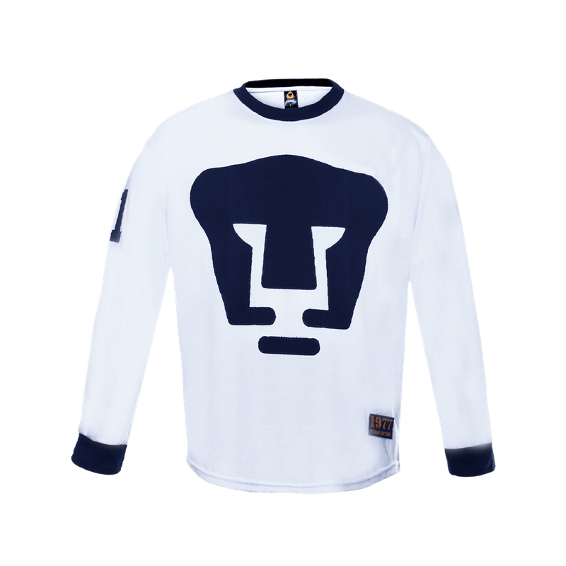 Playera Old School Sports Futbol Pumas Retro 1977 Manga Larga Blanco Hombre Marti MX