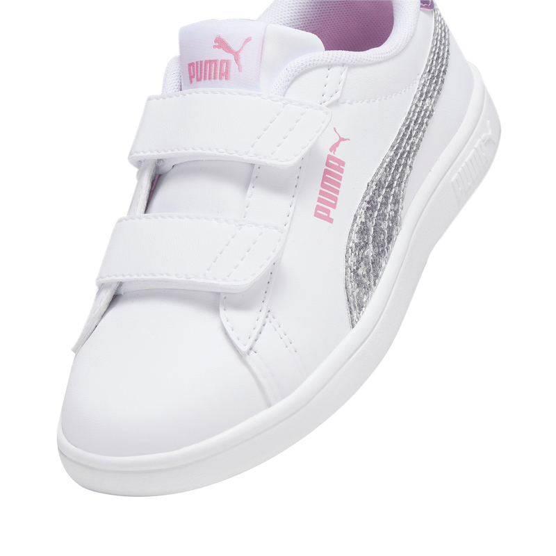 zapatillas Puma niña Smash Blanco Rosa velcro /