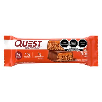 Barra de Proteína Quest Nutrition Hero Crispy 12pz Chocolate con Caramelo y Nuez Pecana