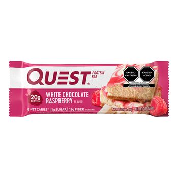 Barra de Proteína Quest Nutrition Original 12pz Chocolate Blanco con Frambuesa