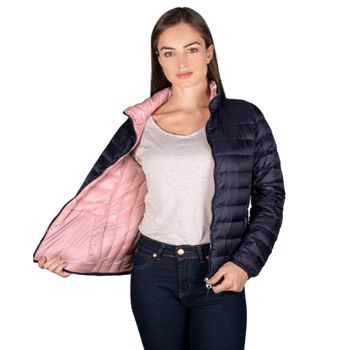 Chamarra Greenlander Acolchada Doble Vista Navy/Pink POL8603 Mujer